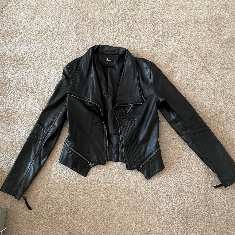 Lulu's Black Faux Leather Moto Jacket
